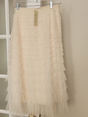 Layered Tulle Midi Skirt in Blush NWT